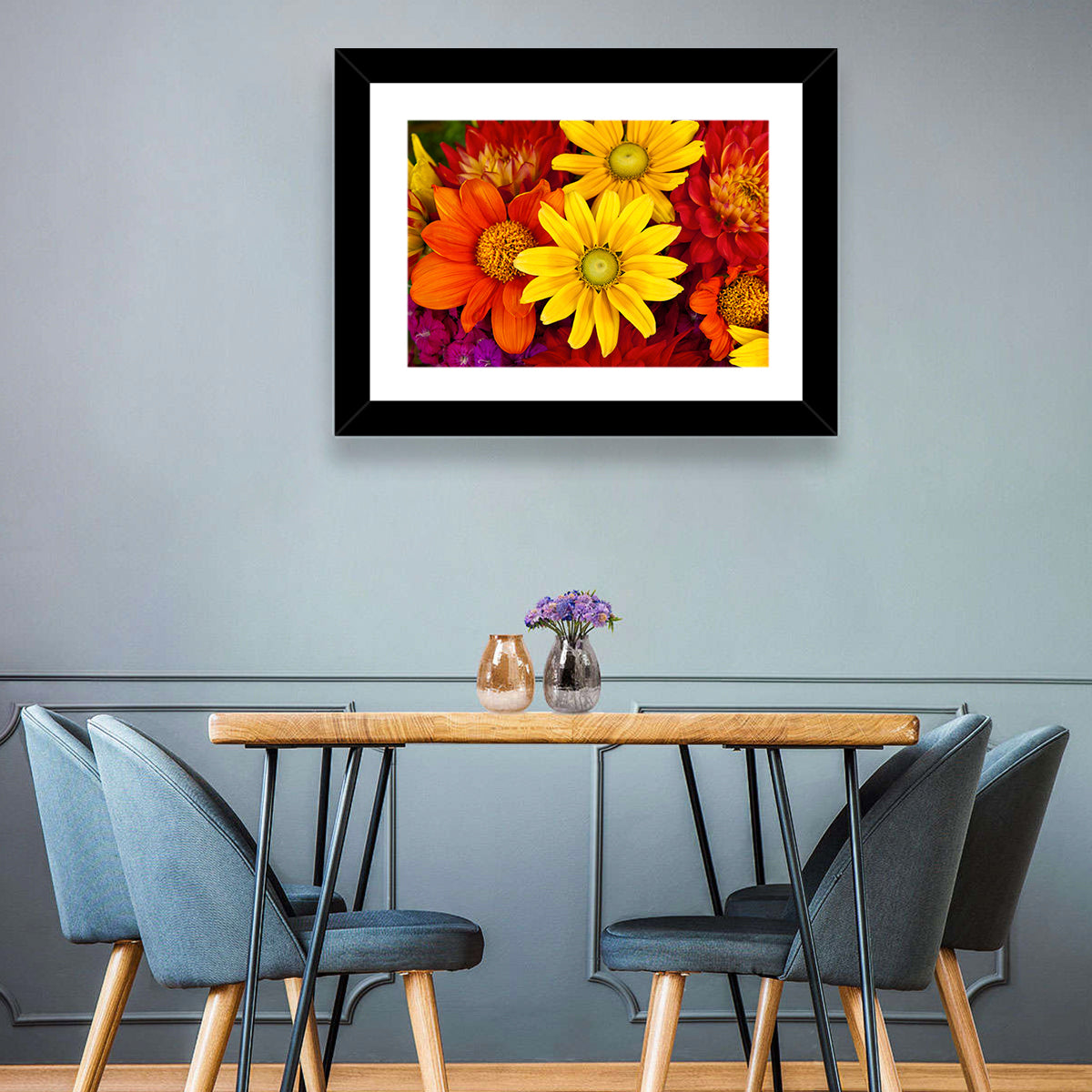 Fresh Autumn Flowers Wall Art in a room, landscape