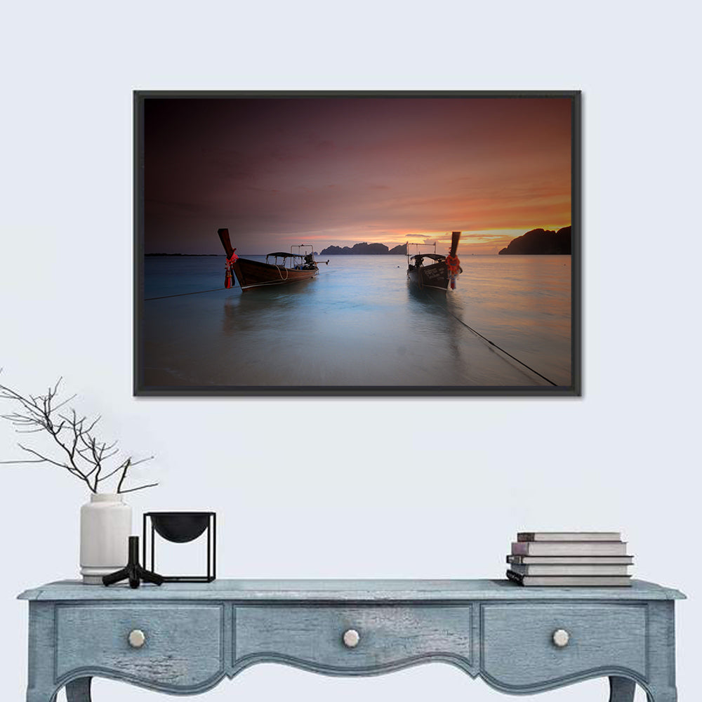 Phi Phi Longtail Boats at Golden Hour Wall Art