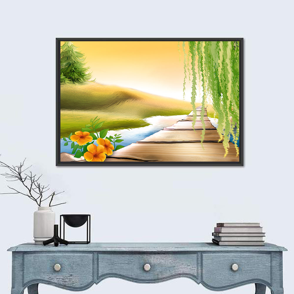 Golden Hour Willow Walkway Wall Art