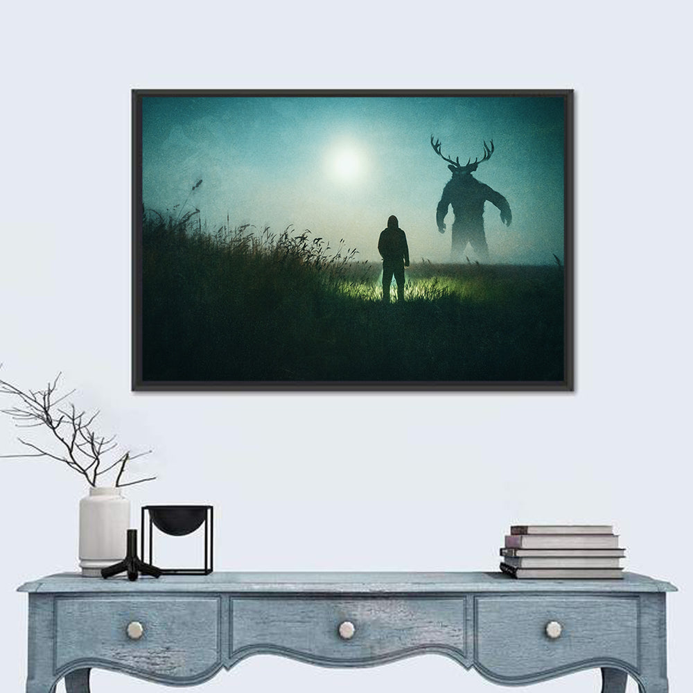 Antlered Shadow in Mist Wall Art