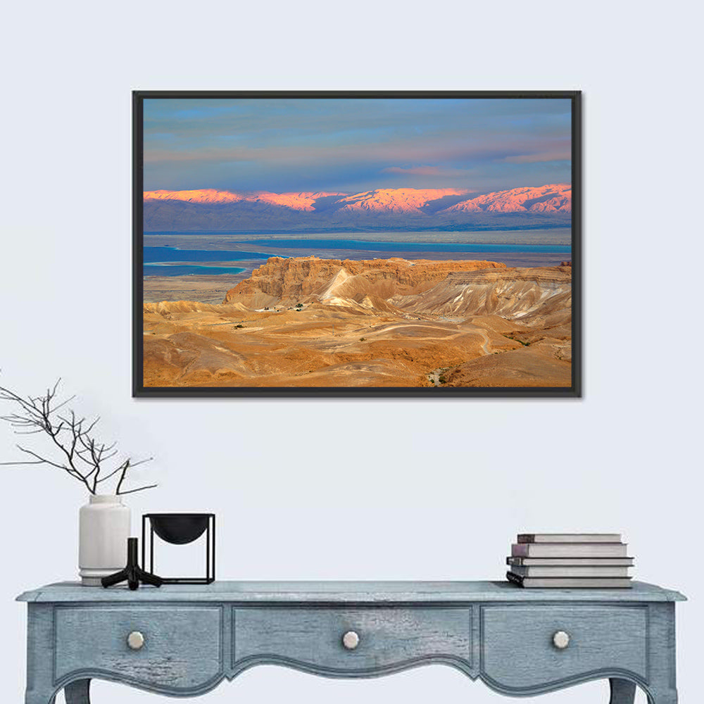 Masada Over the Dead Sea Wall Art in a room, landscape