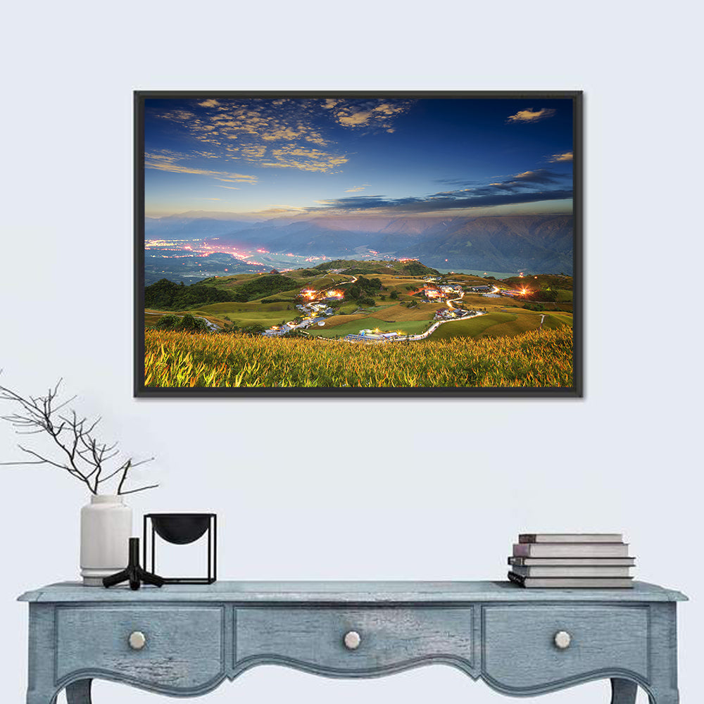 Sixty Stone Mountain Nightscape Wall Art in a room, landscape