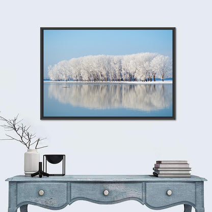 Snowy Trees Winter Lake Wall Art
