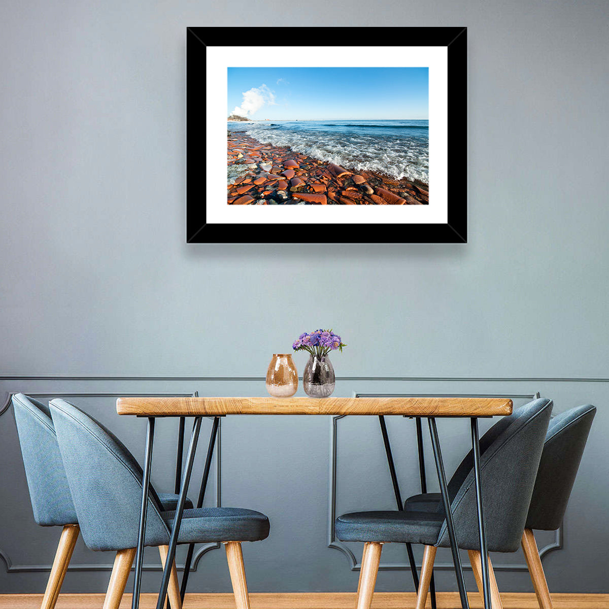Lake Ontario Terracotta Shoreline Wall Art in a room, landscape