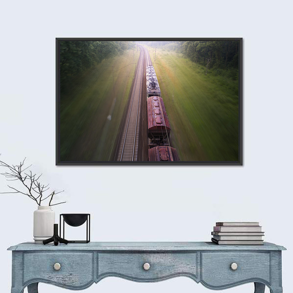 Freight Train Through Forest Wall Art