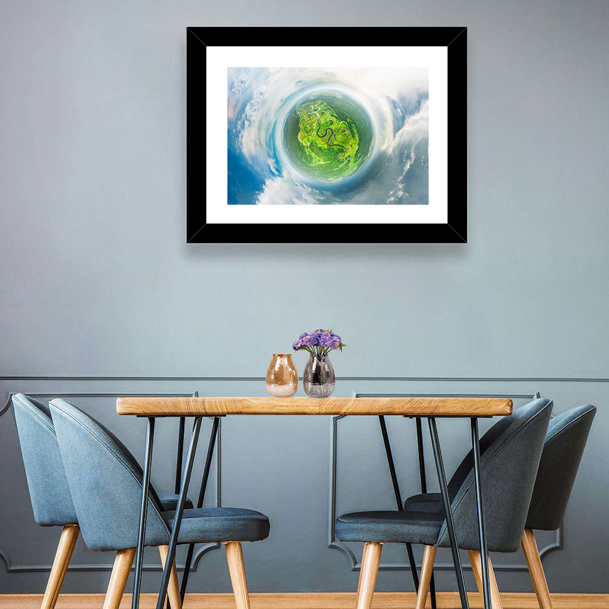 Spherical Forest from Space Wall Art in a room, landscape