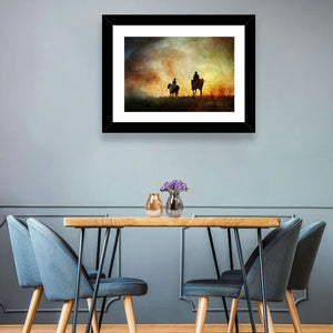 Horse Riders Silhouette Wall Art