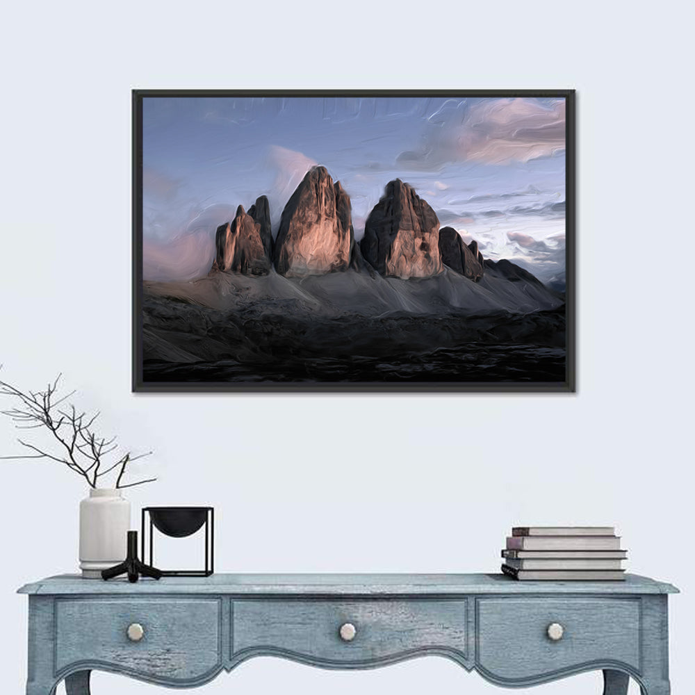 Tre Cime at Dusk Wall Art in a room, landscape