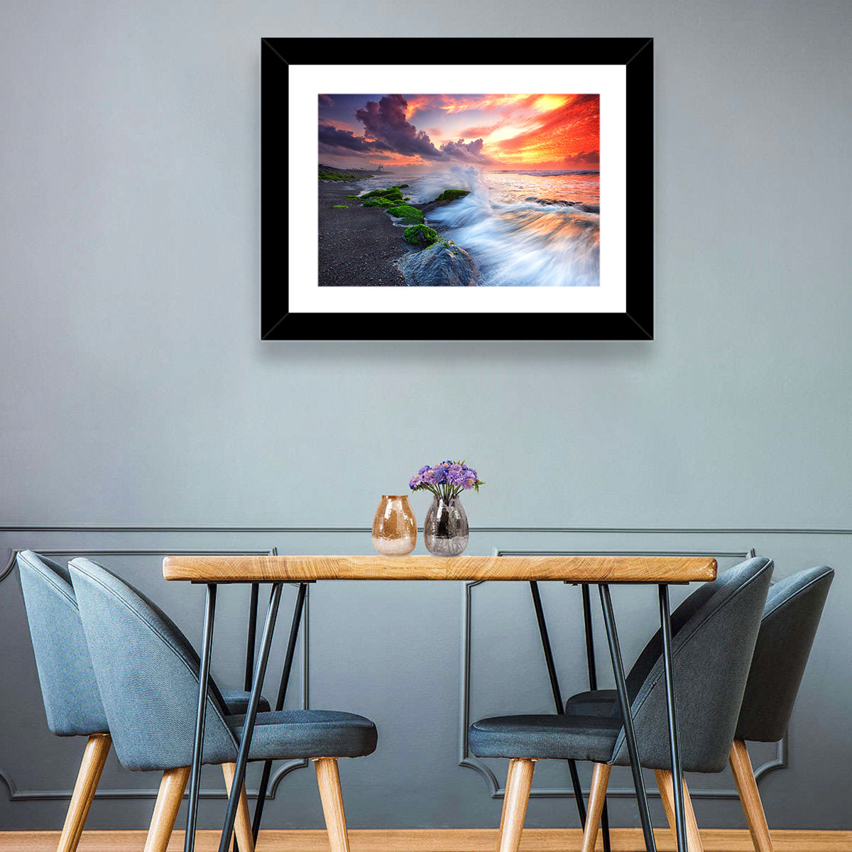 Waves & Burning Sky Wall Art