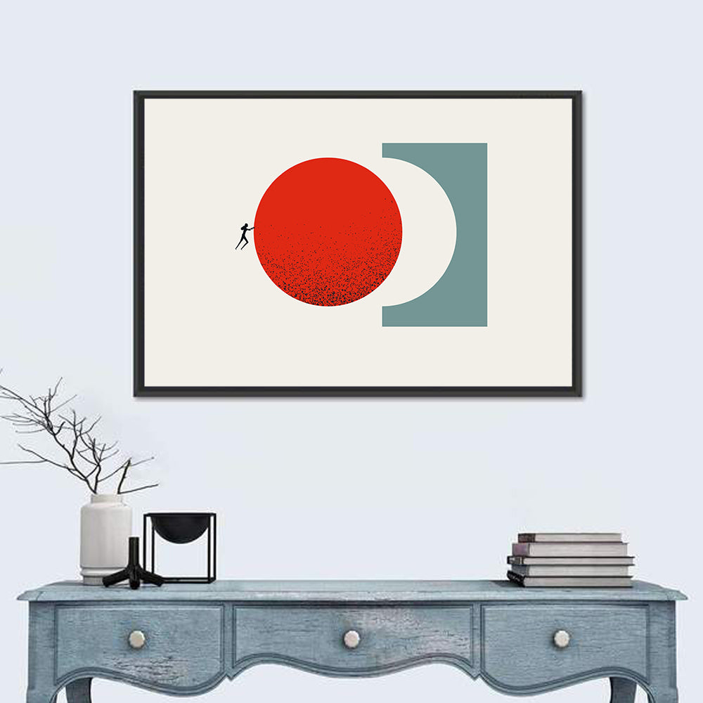 Accomplishment Concept with Red Circle Wall Art in a room, landscape