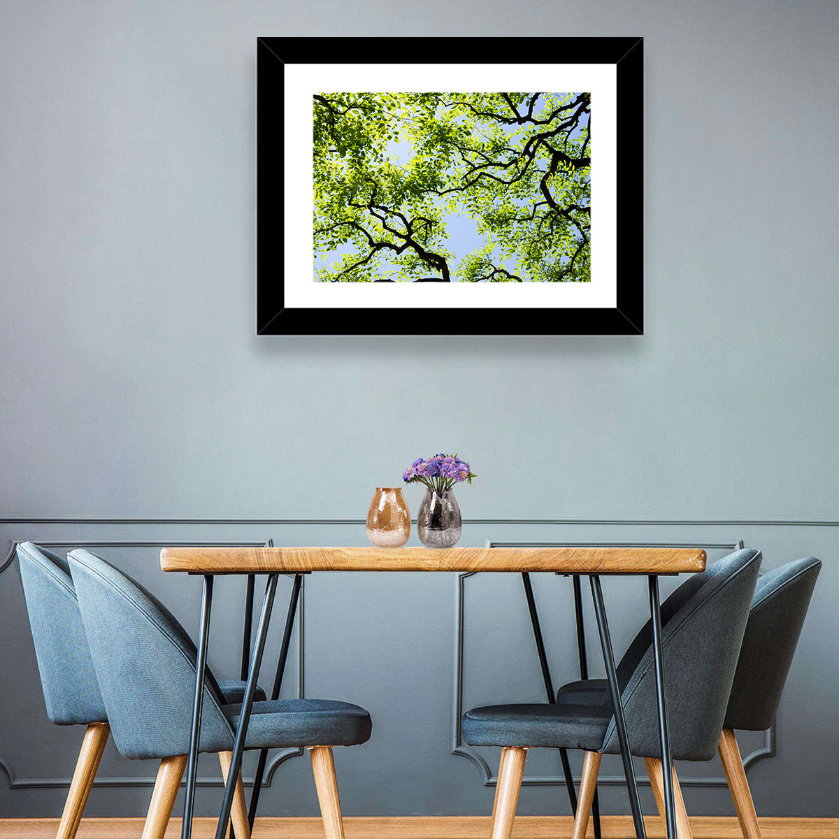 Sunlit Tree Canopy Wall Art in a room, landscape