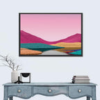 Surreal Magenta Mountain Lake Wall Art