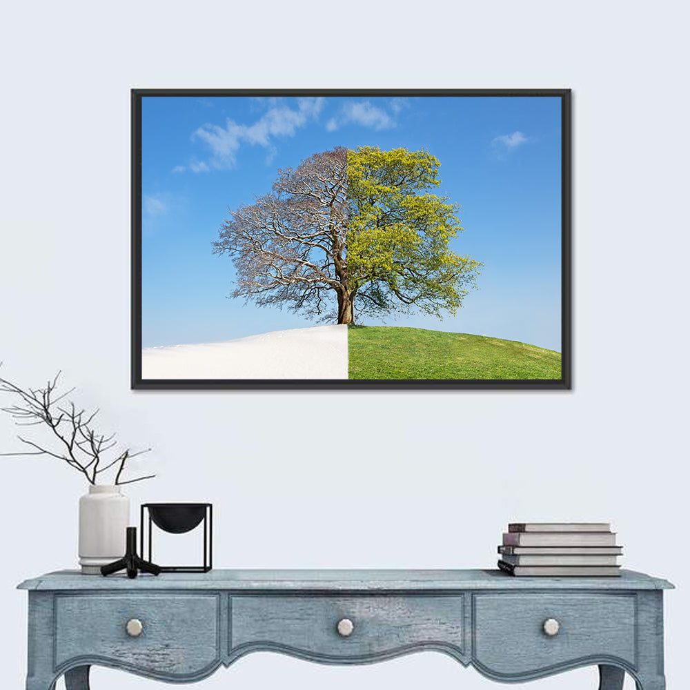 Split Season Tree Landscape Wall Art