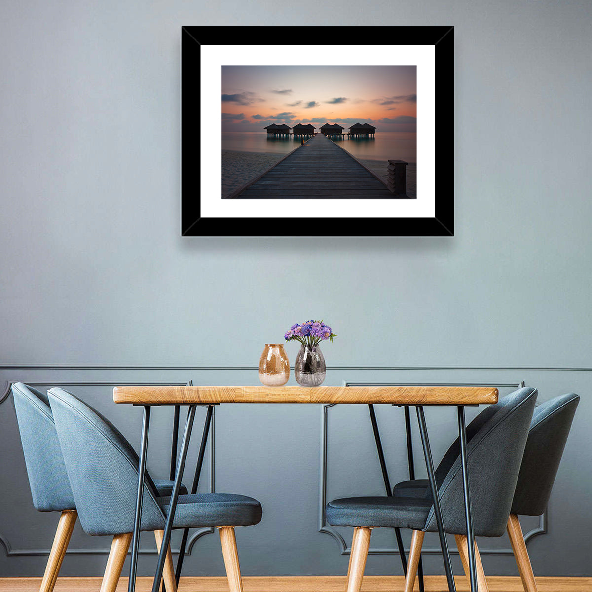 Watervilla At Sunset Wall Art