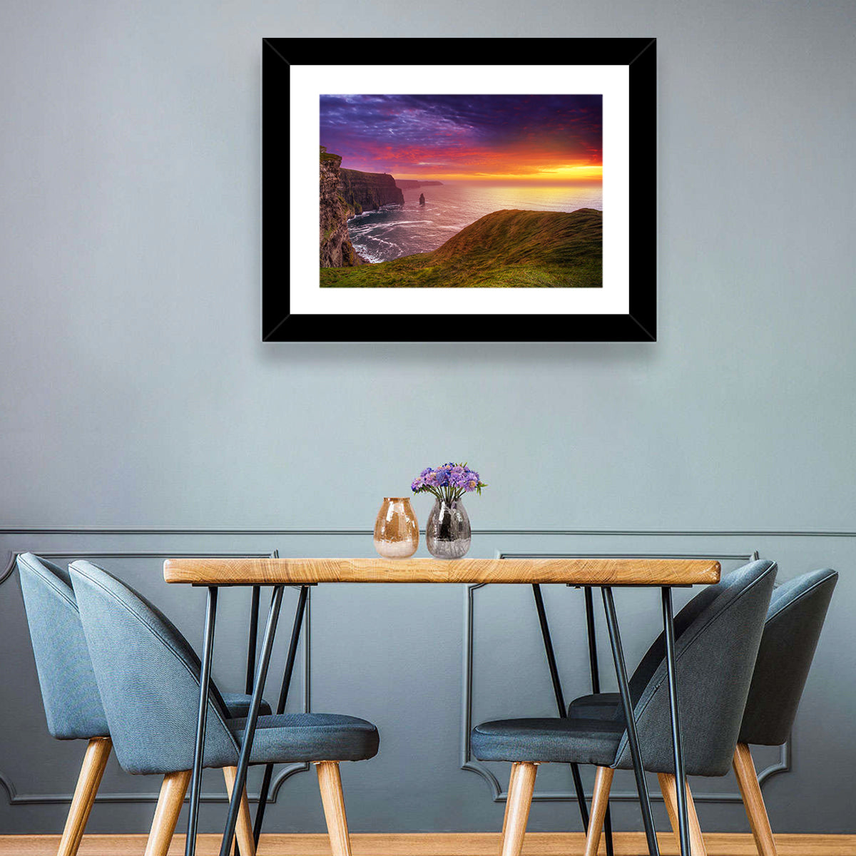 Cliffs of Moher Sea Stack at Sunset Wall Art in a room, landscape