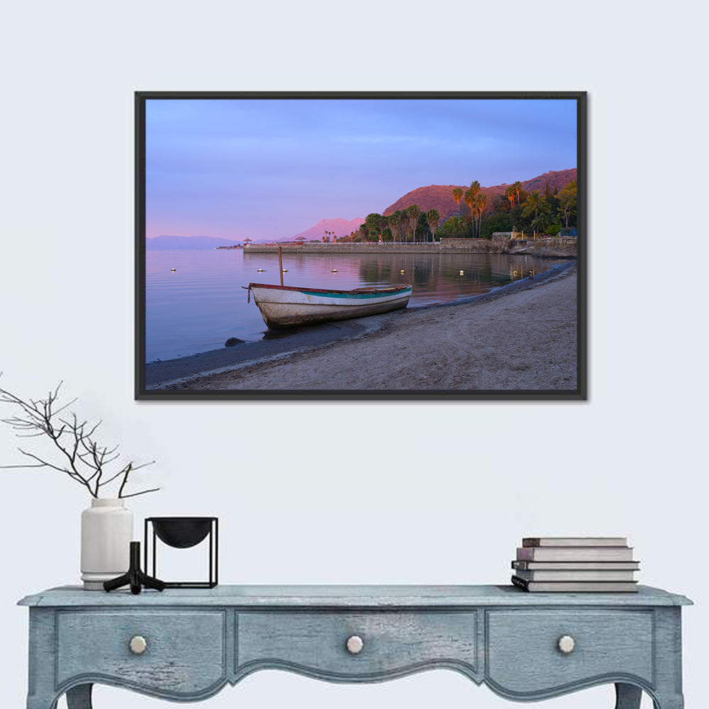 Lake Chapala Shoreline at Dusk Wall Art in a room, landscape