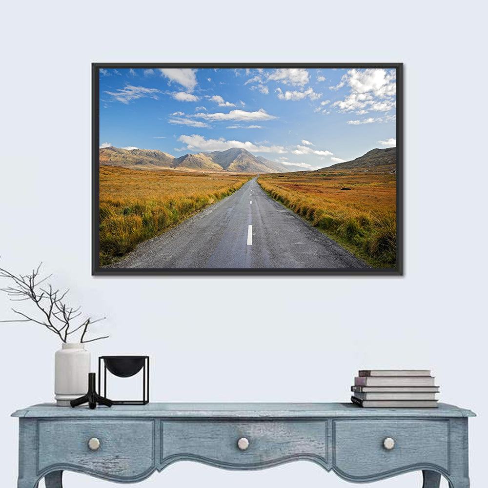 Autumn Mountain Road Wall Art in a room, landscape