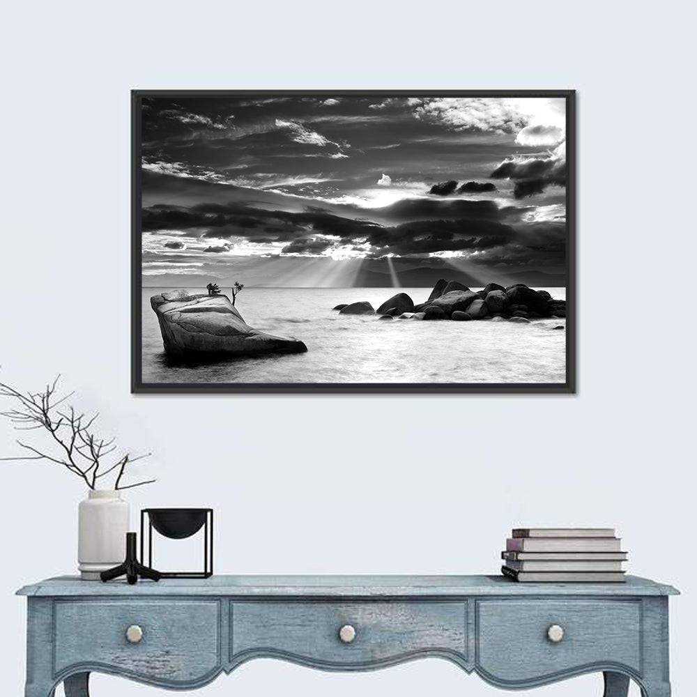 Bonsai Rock with Sunbeams Wall Art