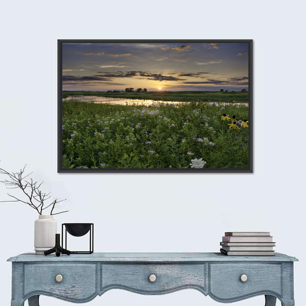 Illinois Fields Sunset Wall Art in a room, landscape