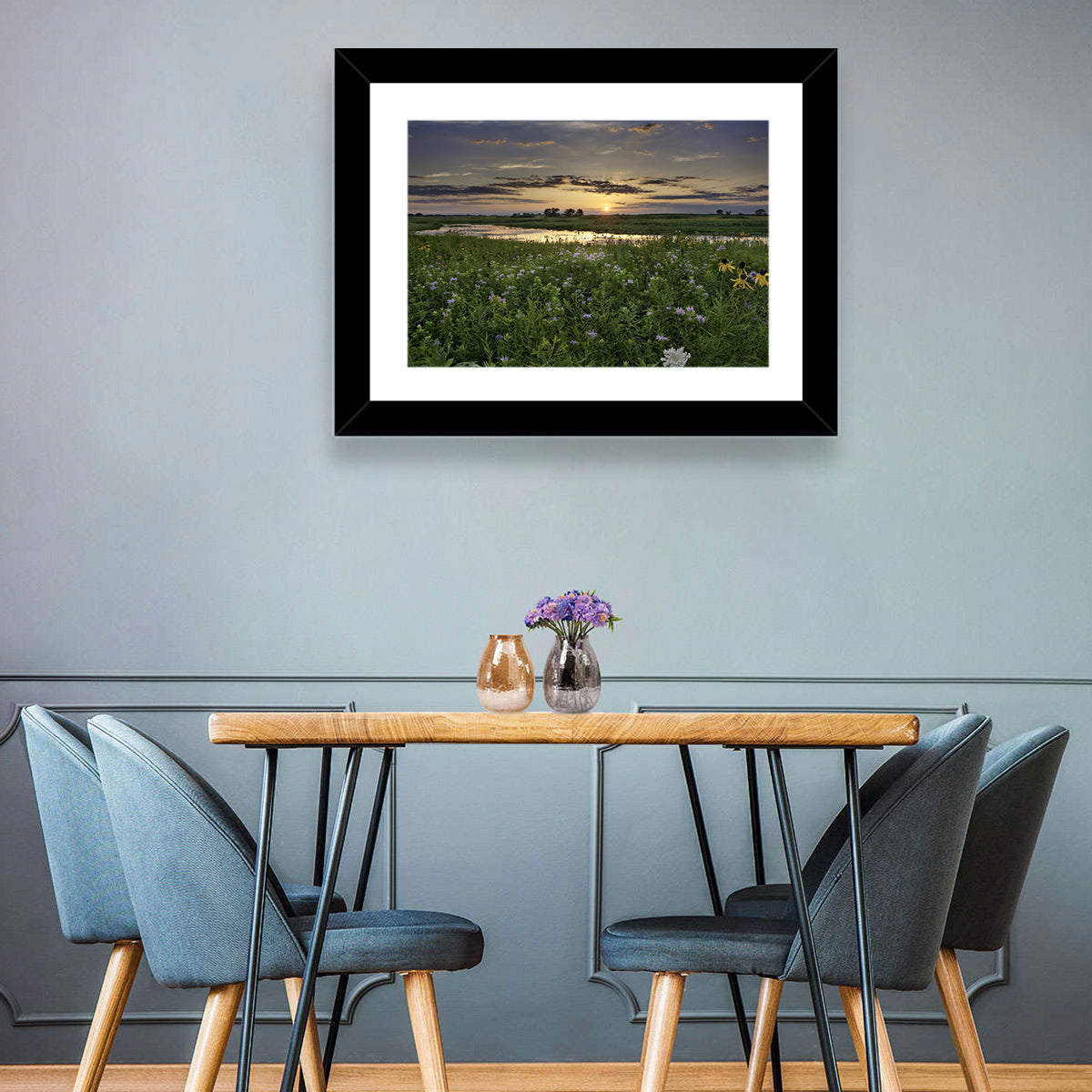 Illinois Fields Sunset Wall Art in a room, landscape