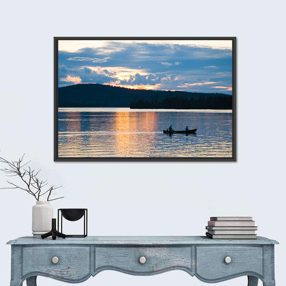 Moosehead Lake Sunset Wall Art in a room, landscape