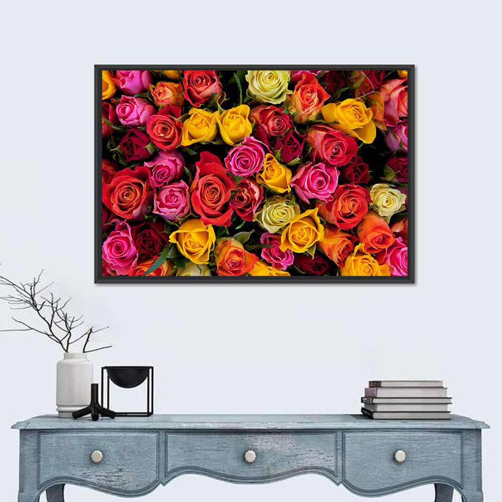 Multicolored Roses Close-up Wall Art