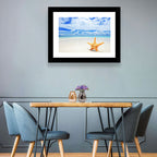 Minimalist Yellow Starfish on Turquoise Shore Wall Art