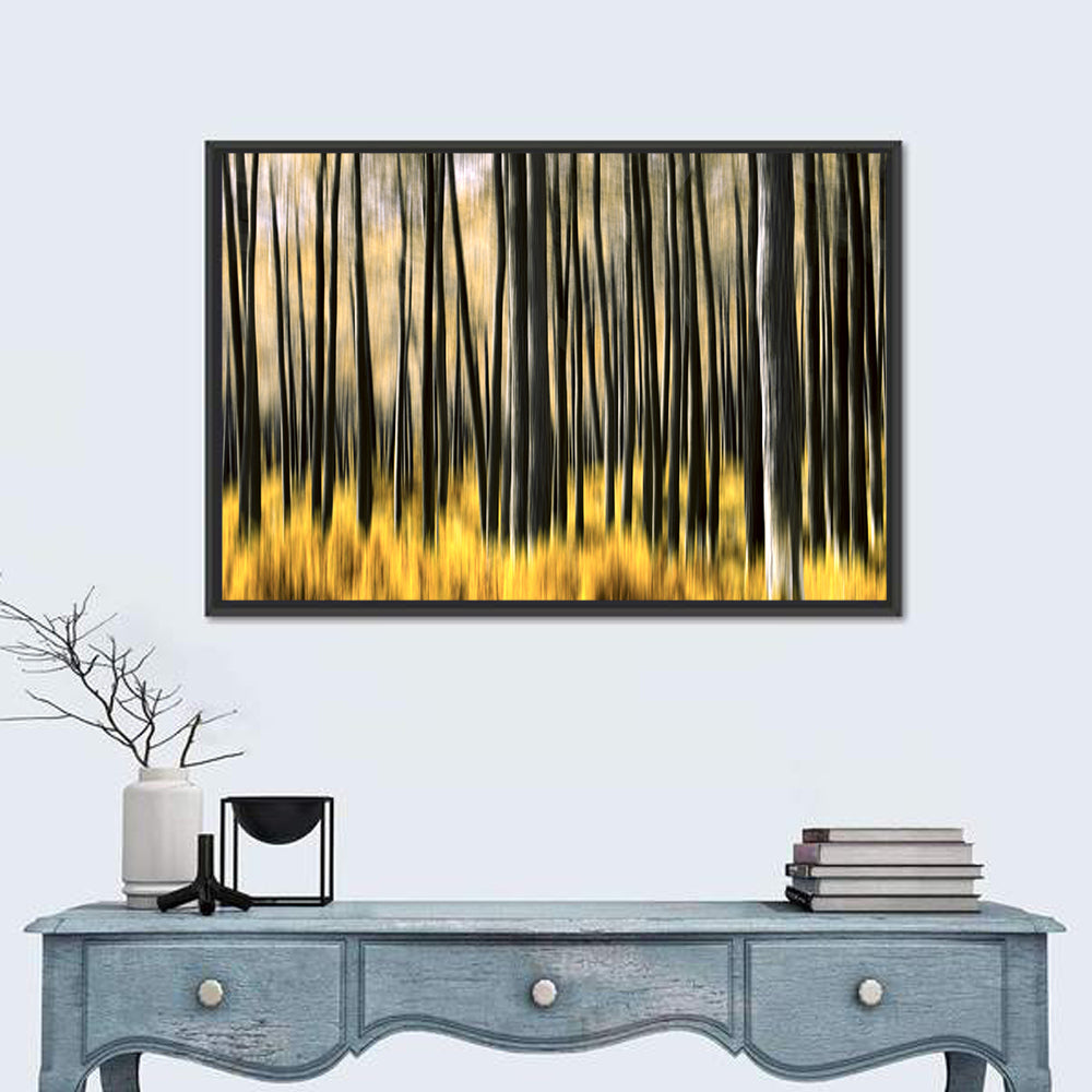 Golden Abstract Forest Wall Art