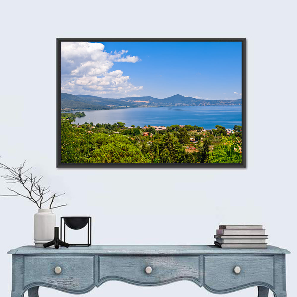 Lake Bracciano View Wall Art in a room, landscape
