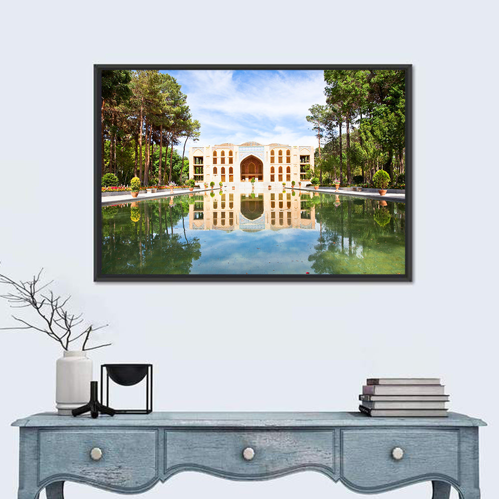 Fin Garden Palace Reflection Wall Art in a room, landscape
