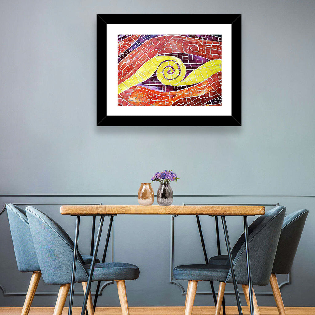 Red and Yellow Spiral Mosaic Wall Art