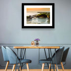 Mossy Rocky Coastline at Golden Hour Wall Art
