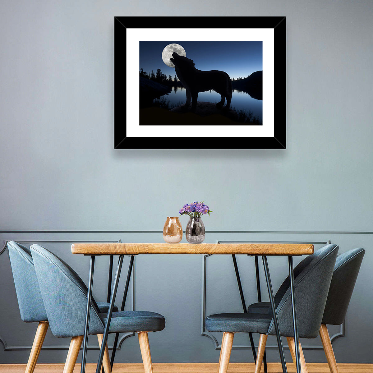 Howling Wolf at Full Moon Wall Art