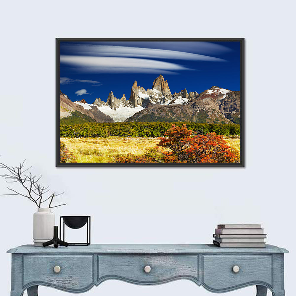 Fitz Roy Peaks, El Chaltén Wall Art in a room, landscape