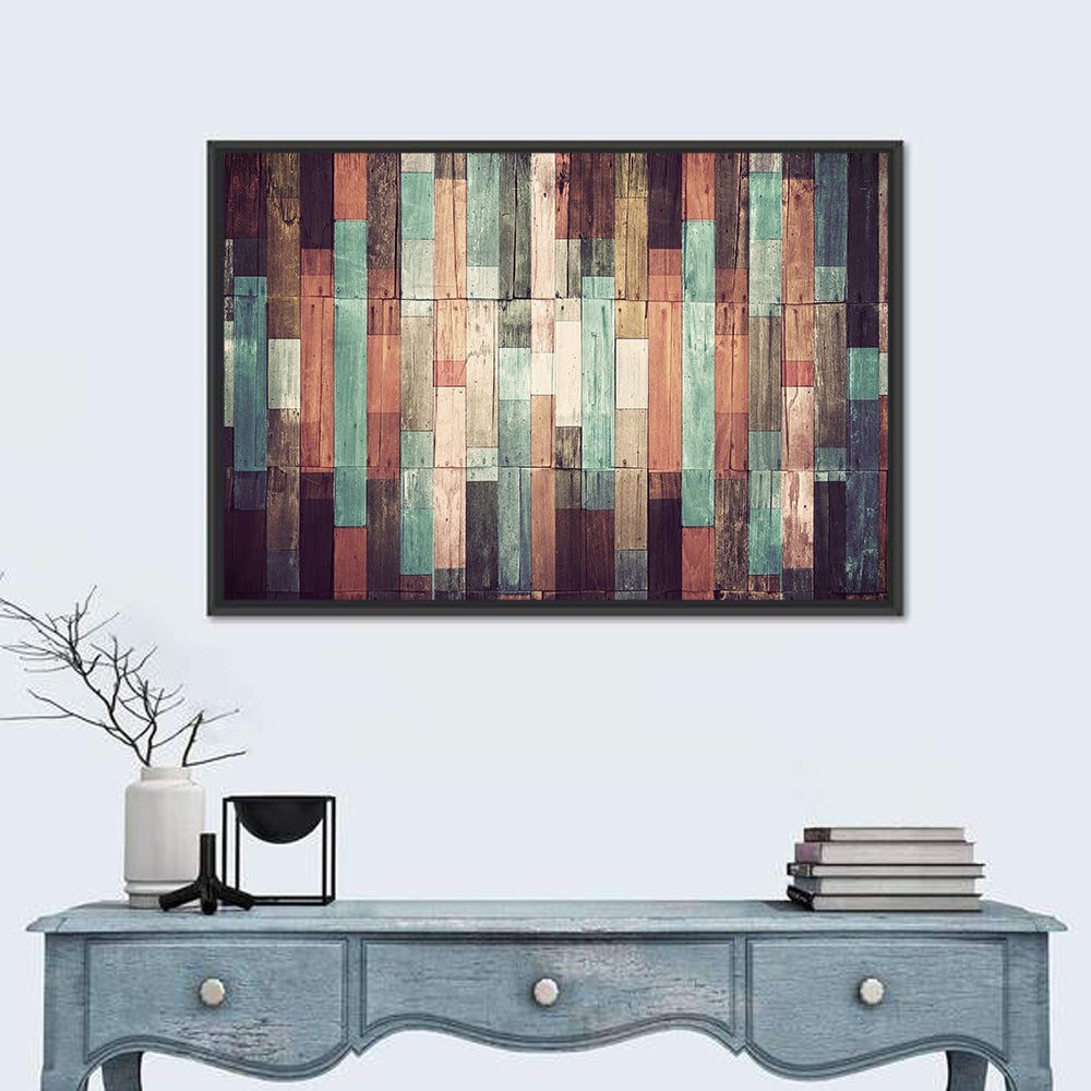 Sound Waves Wood Planks Wall Art in a room, landscape