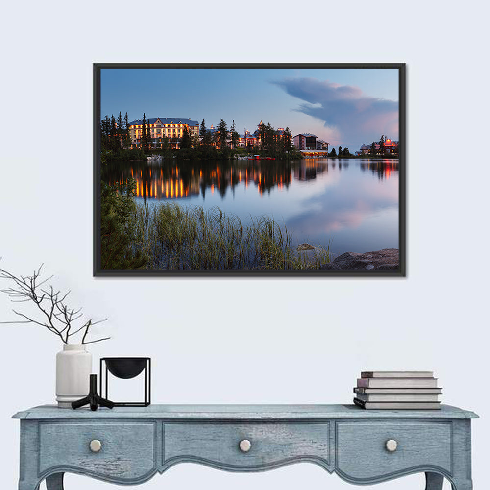 Štrbské Pleso at Dusk Wall Art in a room, landscape