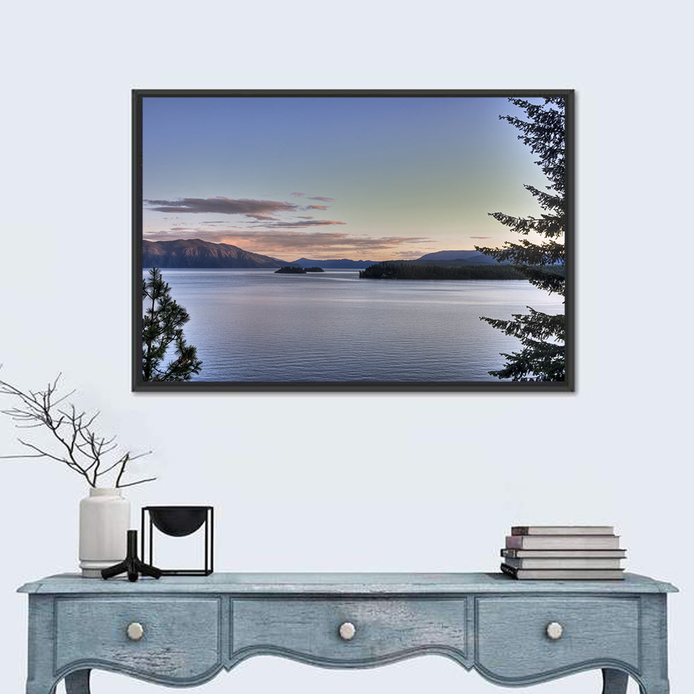 Lake Pend Oreille at Dusk Wall Art in a room, landscape