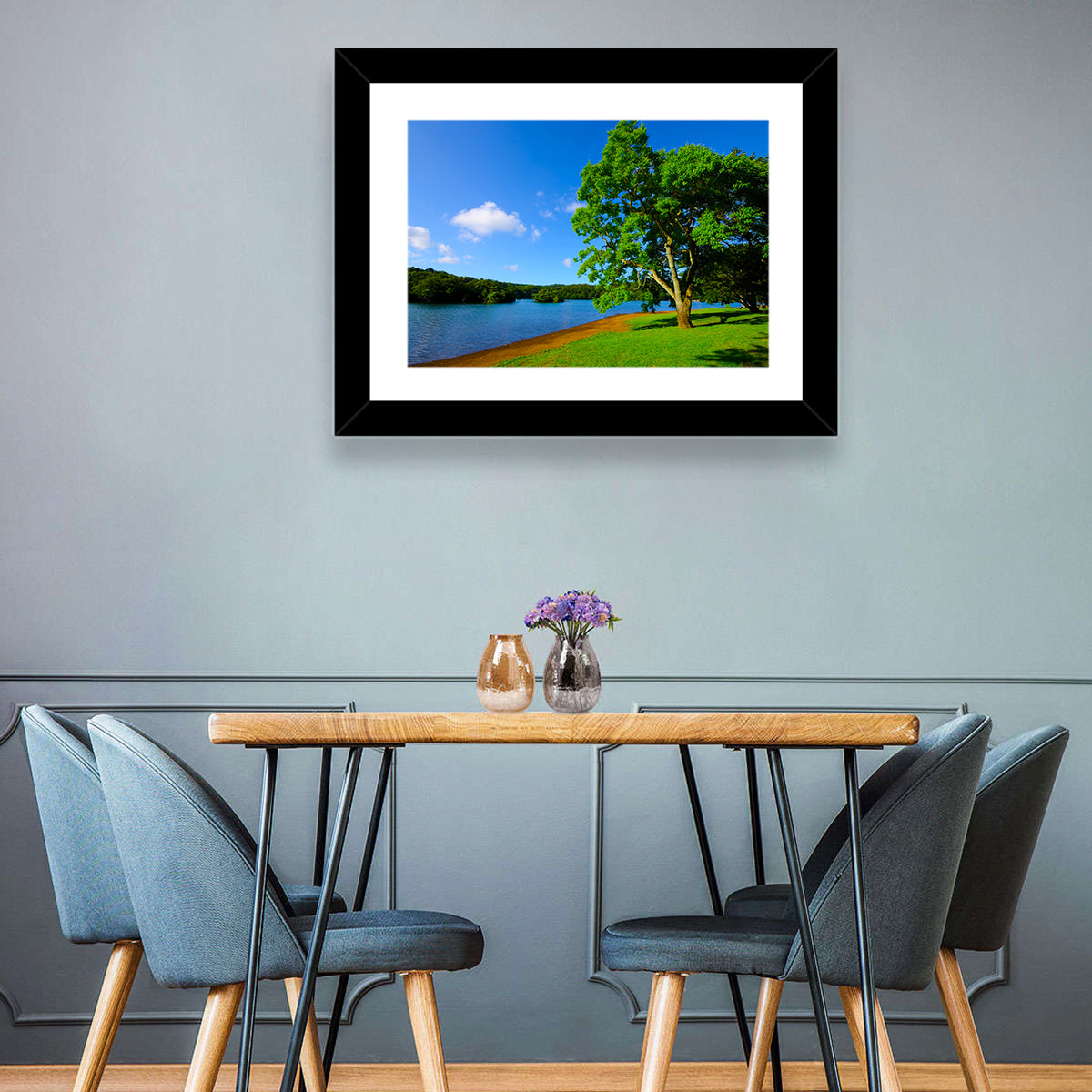 Lake Ippeki Solitary Tree Wall Art in a room, landscape