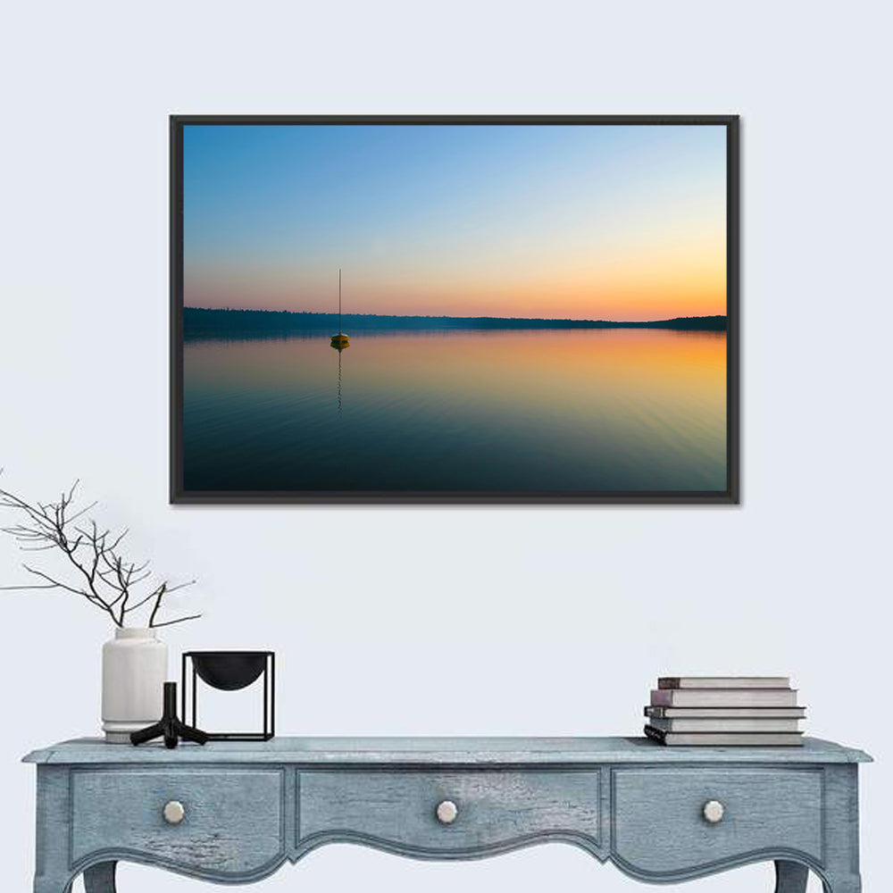Cyprus Lake Sunset Boat Wall Art