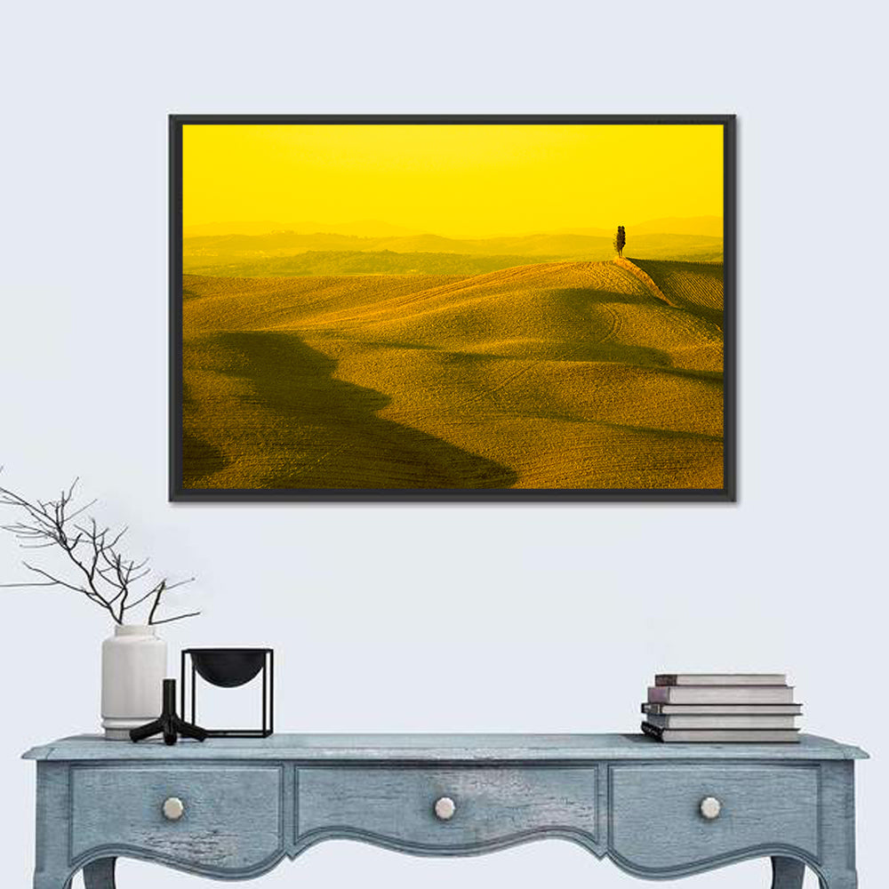 Cypress on Tuscan Hills Wall Art in a room, landscape