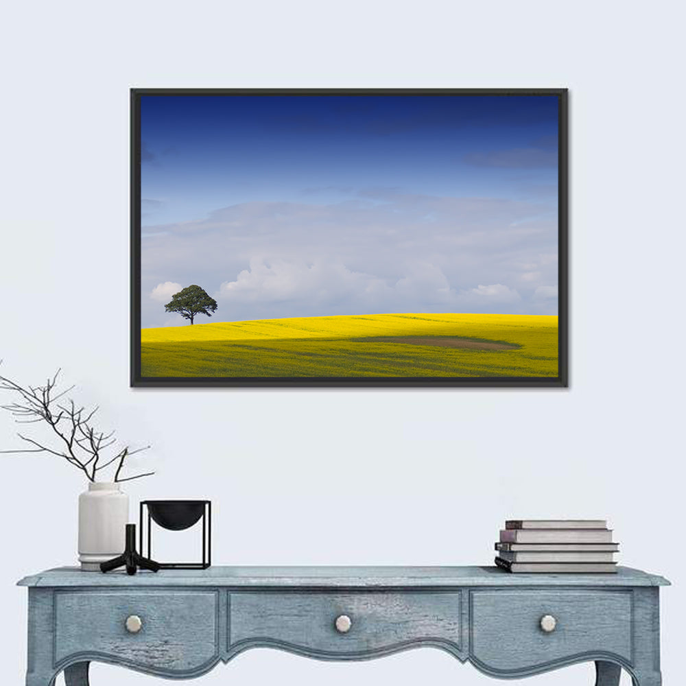 Solitary Tree Over Rapeseed Field Wall Art
