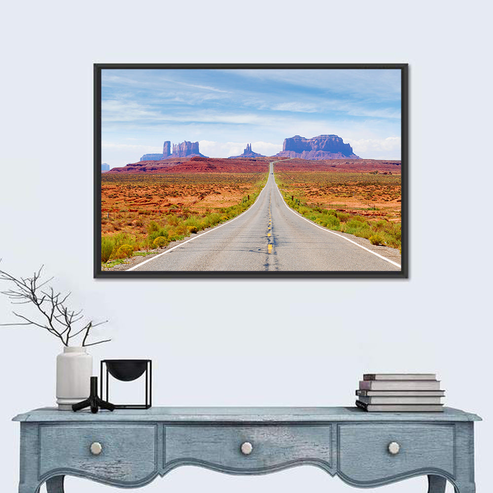 Highway 163 Into Monument Valley Wall Art in a room, landscape