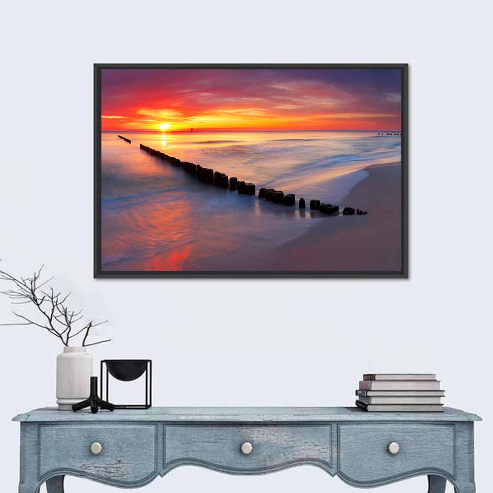 Sunrise Over Baltic Breakwater Wall Art