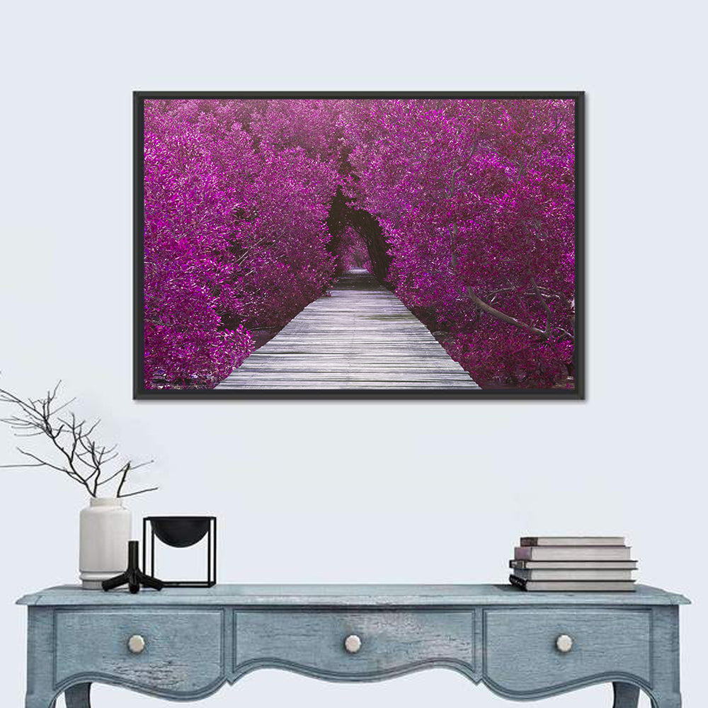 Magenta Mangrove Pathway Wall Art in a room, landscape