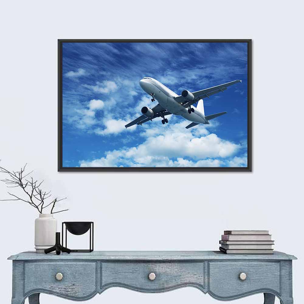 Passenger Airliner in Blue Sky Wall Art