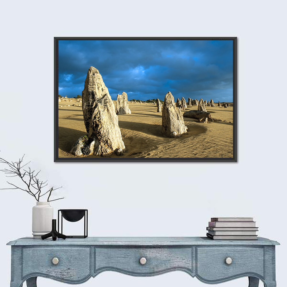 Pinnacles Desert at Golden Hour Wall Art in a room, landscape