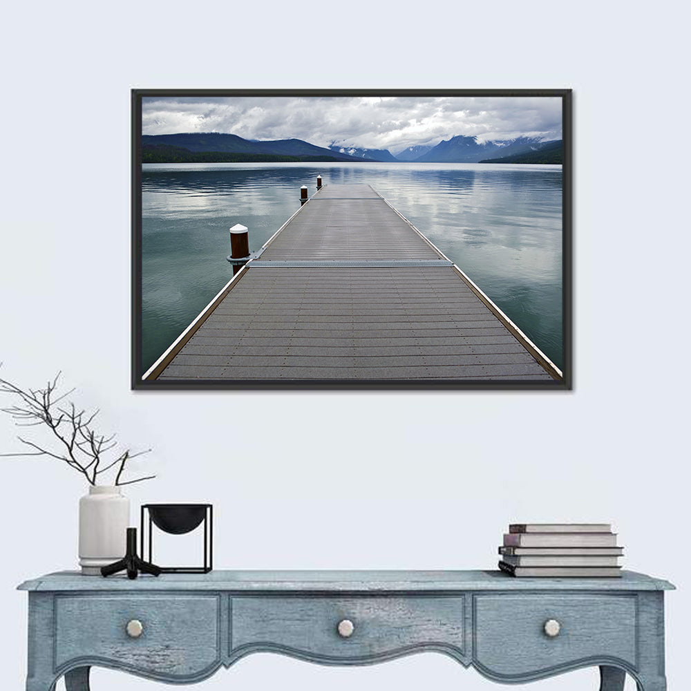 Lake Mcdonald Wooden Dock Wall Art in a room, landscape