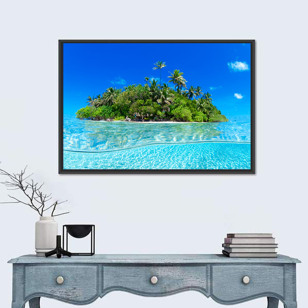 Tropical Island Lagoon Split-level Seascape Wall Art