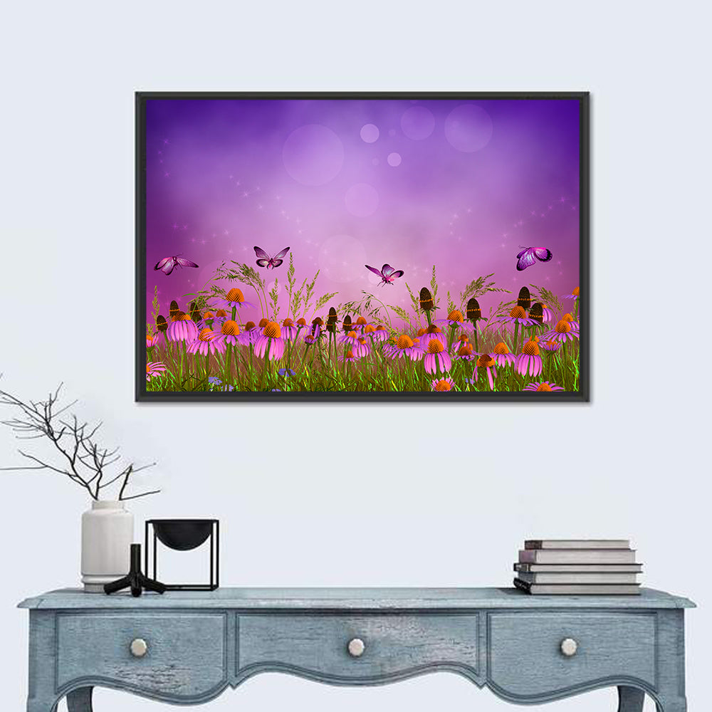 Purple Coneflower Butterfly Meadow Wall Art