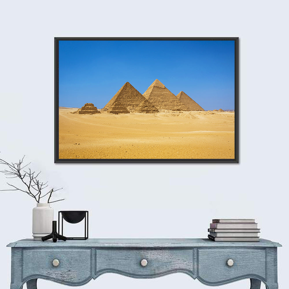 Pyramids of Giza Photograph Wall Art in a room, landscape